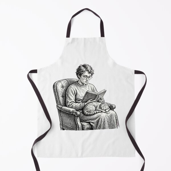 Item preview, Cozy Introvert Reading With Cat Woodcut - Vintage Engraving Book Lover designed and sold by Sree Prints.