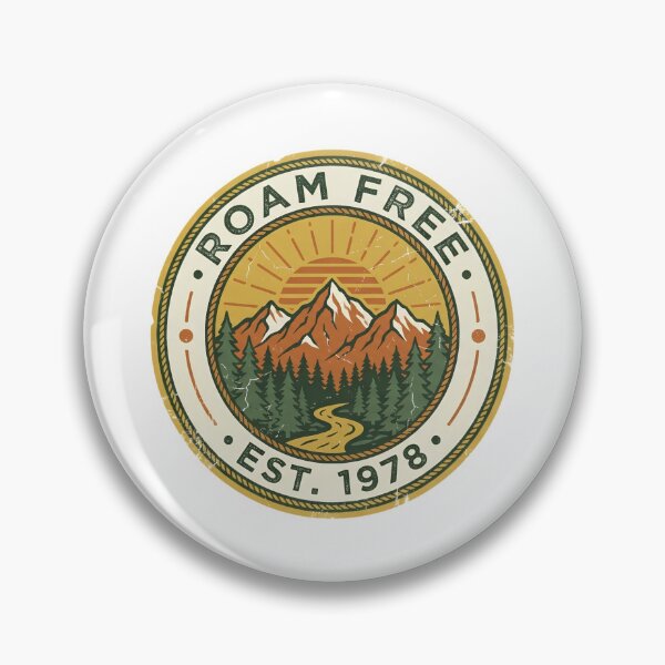 Item preview, Roam Free Vintage Mountain Adventure Badge    designed and sold by Artsyowlscrafts.