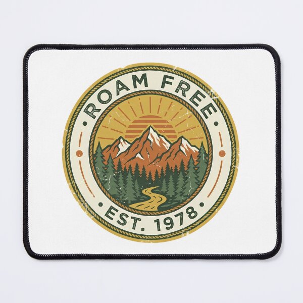 Item preview, Roam Free Vintage Mountain Adventure Badge designed and sold by Artsyowlscrafts.
