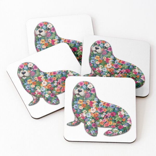 Item preview, Seal | Colorful Floral Ocean Seal Art | Ocean Floral Collection designed and sold by Zaru Art Studio.