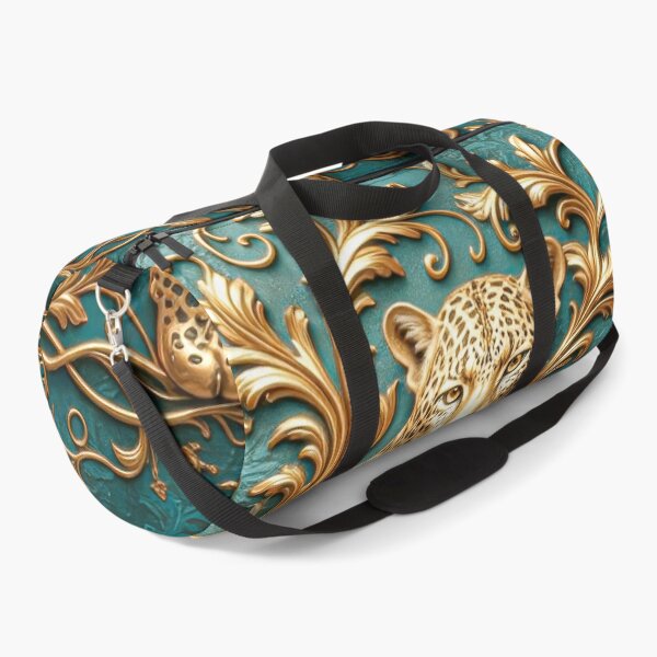 Item preview, Vintage Gold Leopard on Ornate Teal Background – Victorian Animal Art designed and sold by MargaretWiktor.