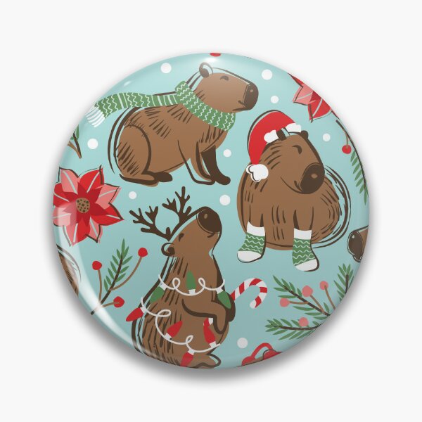 Item preview, Capy Merry Christmas - teal cute happy capybaras festive animals designed and sold by SelmaCardoso.
