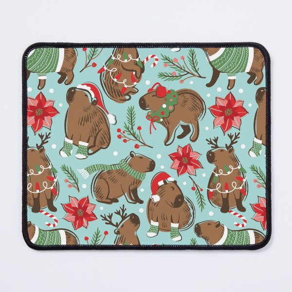 Item preview, Capy Merry Christmas - teal cute happy capybaras festive animals designed and sold by SelmaCardoso.