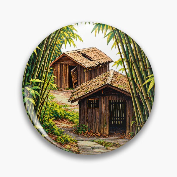 Item preview, Bamboo Forest Rustic Huts – Enchanted Woodland Village Nature Art designed and sold by BlueStar45.