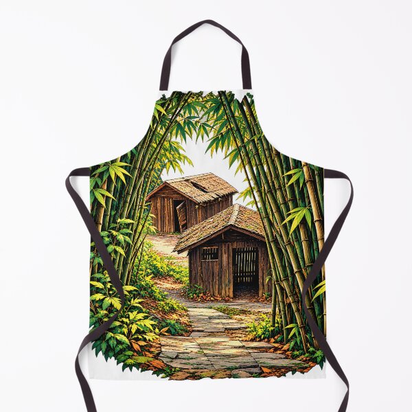 Item preview, Bamboo Forest Rustic Huts – Enchanted Woodland Village Nature Art designed and sold by BlueStar45.