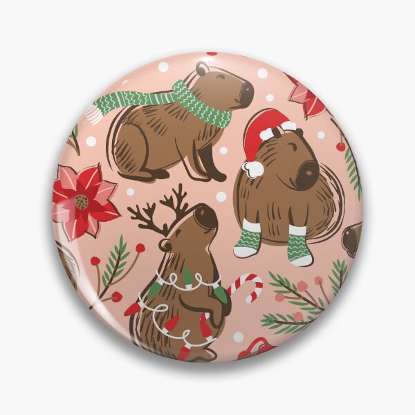 Item preview, Capy Merry Christmas - coral cute happy capybaras festive animals designed and sold by SelmaCardoso.