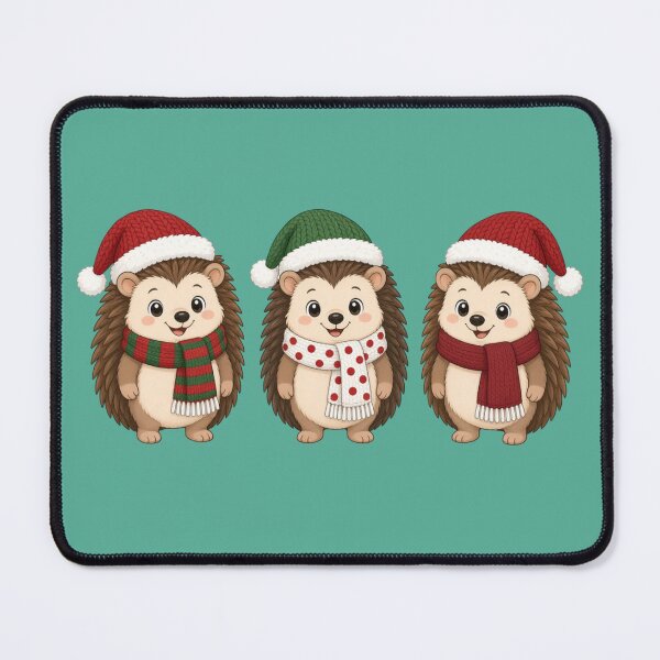 Item preview, Cute Christmas Hedgehogs - Three Festive Holiday Animals designed and sold by InkWeaveShop.