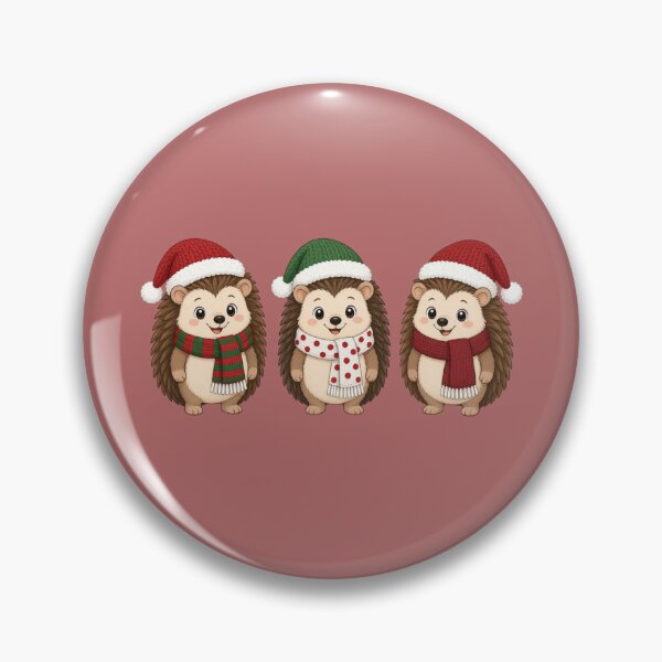 Item preview, Cute Christmas Hedgehogs - Three Festive Holiday Animals designed and sold by InkWeaveShop.