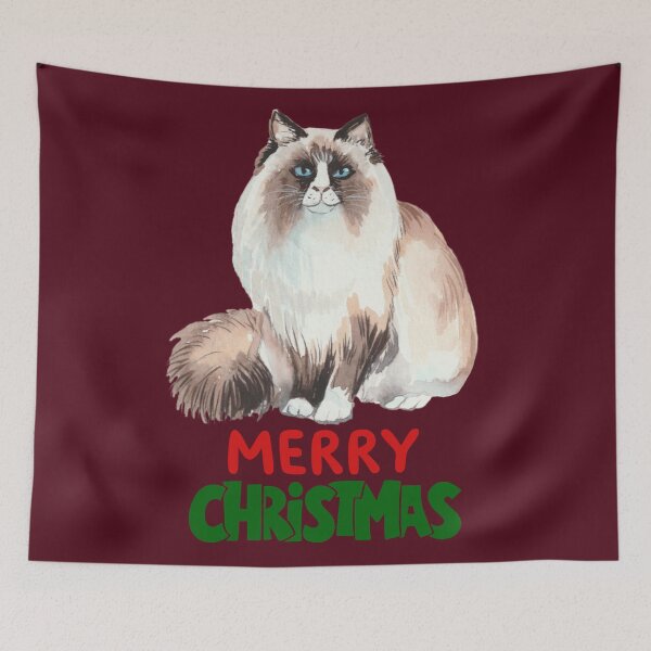Item preview, Cute Ragdoll Cat Merry Christmas Holiday Art designed and sold by stormk10.
