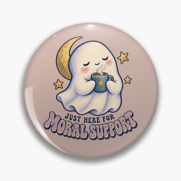 Item preview, Just Here for Moral Support – Friendly Ghost Coffee Illustration designed and sold by  MAD's Recreation Studio.