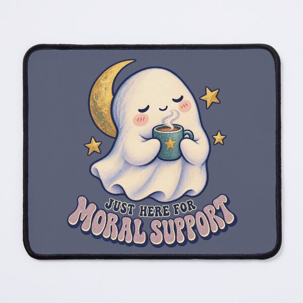 Item preview, Just Here for Moral Support – Friendly Ghost Coffee Illustration designed and sold by MAD's Recreation Studio.