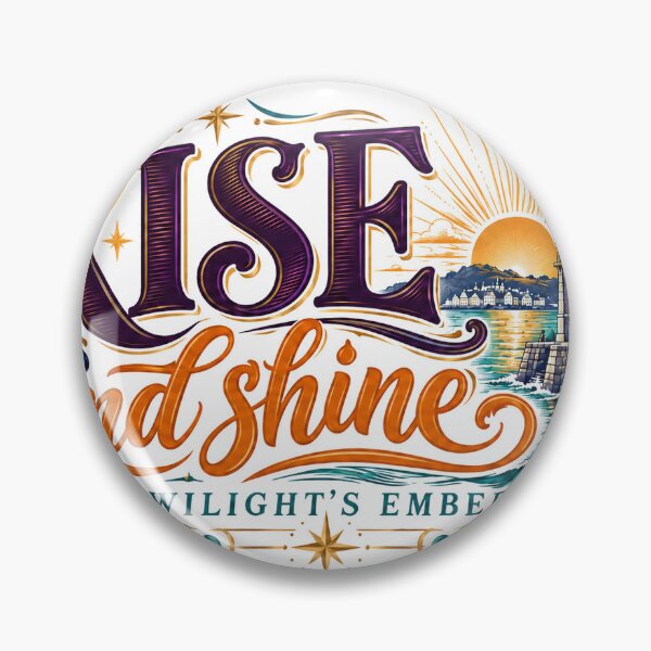 Item preview, Rise and Shine Vintage Lettering Seaside Clock Tower Sunrise designed and sold by Alarm Clock Hero.