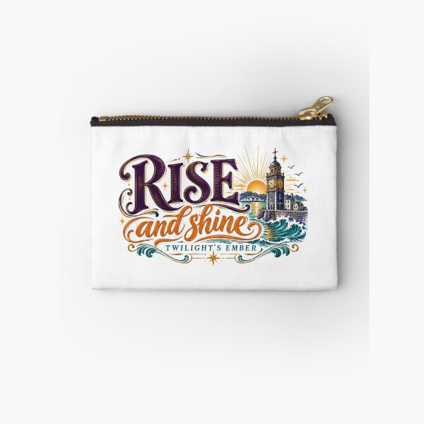 Item preview, Rise and Shine Vintage Lettering Seaside Clock Tower Sunrise designed and sold by Alarm Clock Hero.