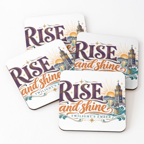 Item preview, Rise and Shine Vintage Lettering Seaside Clock Tower Sunrise designed and sold by Alarm Clock Hero.