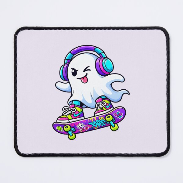 Item preview, Cute Skateboard Ghost | Funny Halloween Ghost with Headphones Cartoon designed and sold by MrDev.