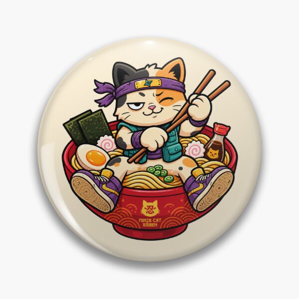 Item preview, Ninja Cat Ramen | Cute Japanese Cat Eating Noodles Funny Anime Style designed and sold by MrDev.