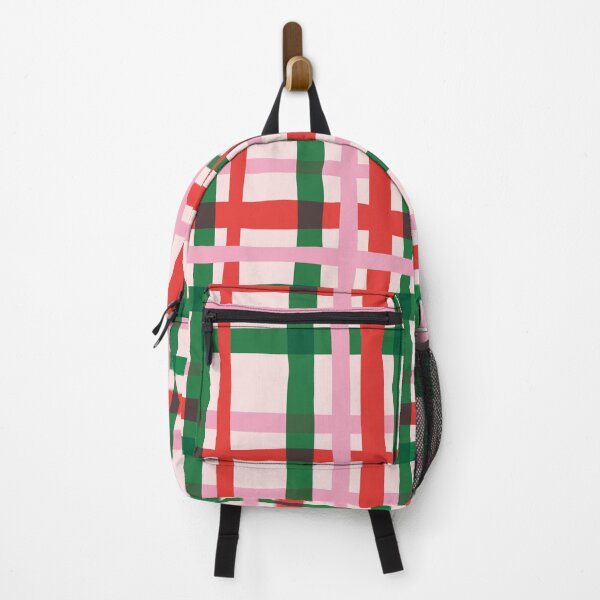 Item preview, Minimal Geometric Rectangles Lines 16 | Abstract Plaid Grid Coral Green Pink Christmas designed and sold by MarleneCanto.