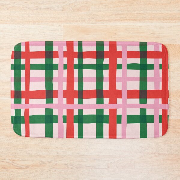 Item preview, Minimal Geometric Rectangles Lines 16 | Abstract Plaid Grid Coral Green Pink Christmas designed and sold by MarleneCanto.