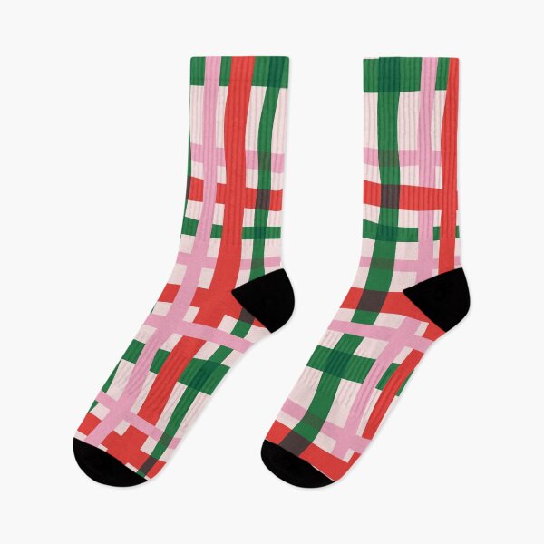 Item preview, Minimal Geometric Rectangles Lines 16 | Abstract Plaid Grid Coral Green Pink Christmas designed and sold by MarleneCanto.