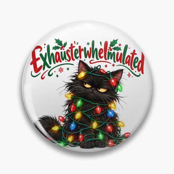 Item preview, Exhausterwhelmulated Christmas Lights Side-Eye Cat designed and sold by InspireHerTribe.
