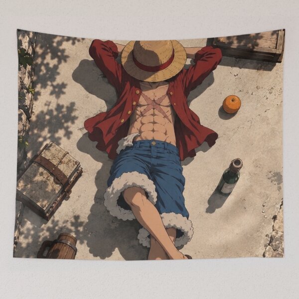 Item preview, Monkey D Luffy Relaxing Dappled Shade One Piece (HIGH-QUALITY) designed and sold by ShawnMorrisDesigns.