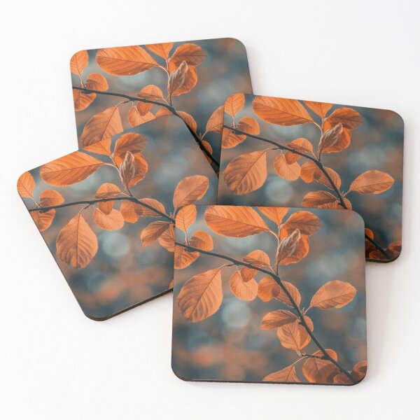 Item preview, Cozy Autumn Orange Leaves Branch — Seasonal Bokeh Photography Art designed and sold by LYAN-STORE.