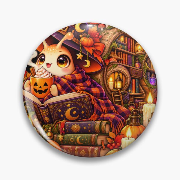 Item preview, Cute Witch Snail Bookworm – Cozy Halloween Library, Coffee & Magical Books designed and sold by Vsajanas.