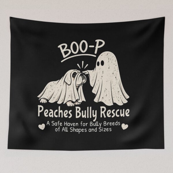 Item preview, Peaches Bully Rescue BOO-P, Bully Breed Rescue Halloween,Ghost Bulldog designed and sold by milmckayStudio.