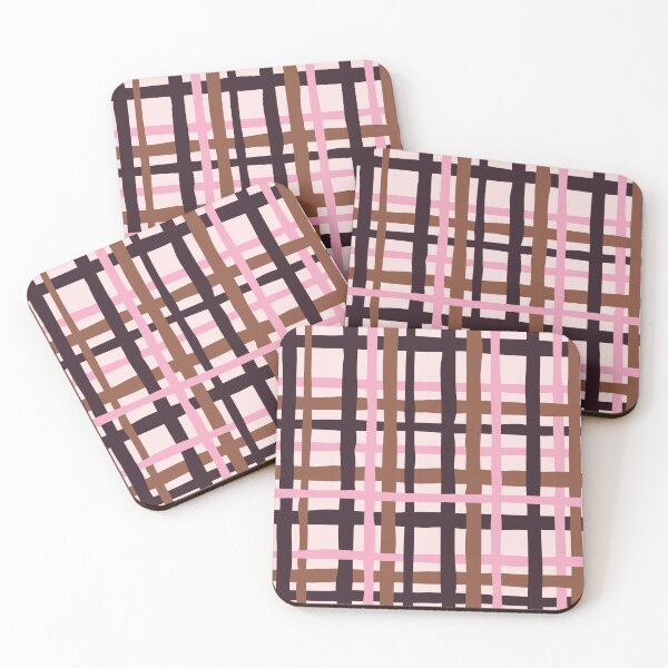 Item preview, Minimal Geometric Rectangles Lines 16 | Abstract Plaid Grid Brown Plum Pink designed and sold by MarleneCanto.