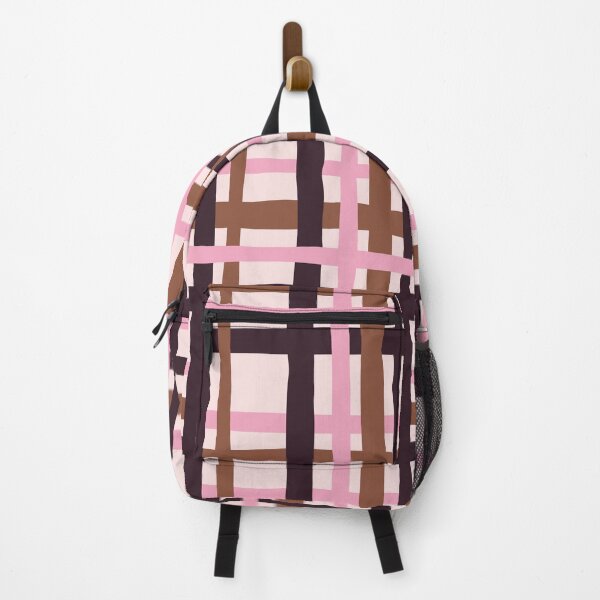 Item preview, Minimal Geometric Rectangles Lines 16 | Abstract Plaid Grid Brown Plum Pink designed and sold by MarleneCanto.