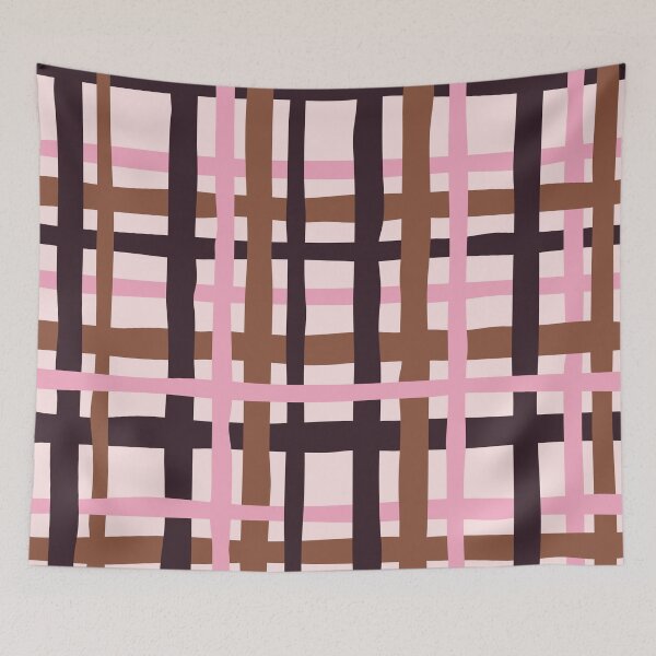 Item preview, Minimal Geometric Rectangles Lines 16 | Abstract Plaid Grid Brown Plum Pink designed and sold by MarleneCanto.