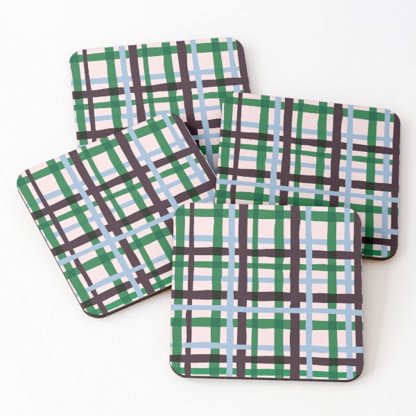 Item preview, Minimal Geometric Rectangles Lines 16 | Abstract Plaid Grid Plum Green Powder Blue designed and sold by MarleneCanto.