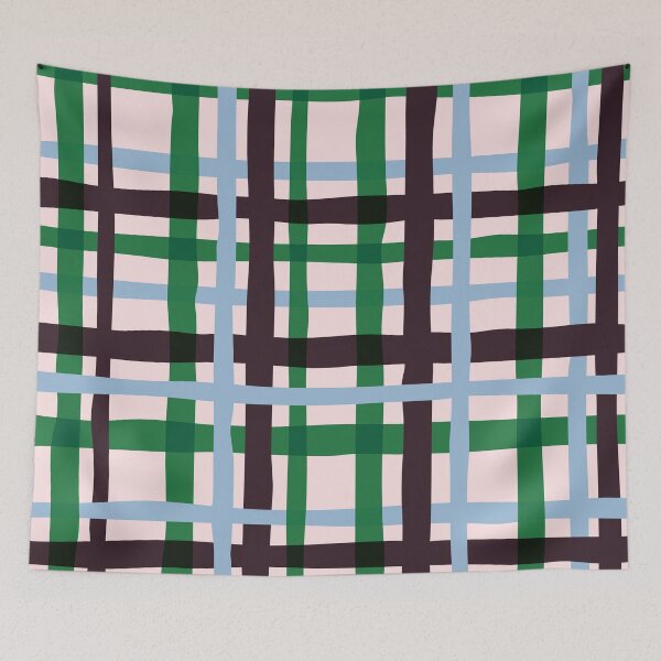 Item preview, Minimal Geometric Rectangles Lines 16 | Abstract Plaid Grid Plum Green Powder Blue designed and sold by MarleneCanto.