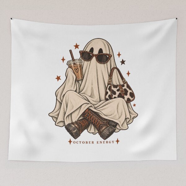 Item preview, Iced Coffee Ghost with Sunglasses – October Energy Halloween designed and sold by pinkaesthetik.