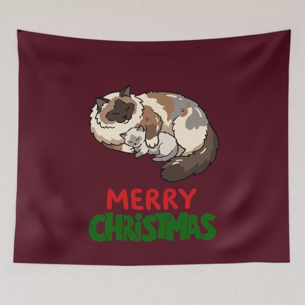 Item preview, Cute Ragdoll Cat Merry Christmas Holiday Art designed and sold by stormk10.