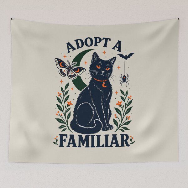 Item preview, Adopt A Familiar Magical Black Cat moth bat spider designed and sold by MagicTheDog.