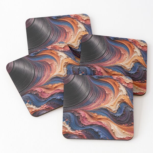 Item preview, Vinyl Record and Flowing Paint – Colorful Retro Music Abstract Art Print designed and sold by Kaleidoscope Print.