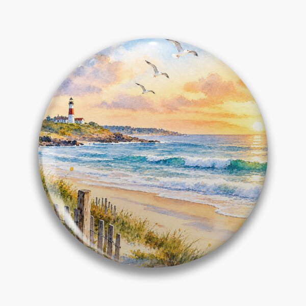 Item preview, Lighthouse on the Atlantic Coast in Watercolor - Argentine Landscapes designed and sold by Esencia Argentina.