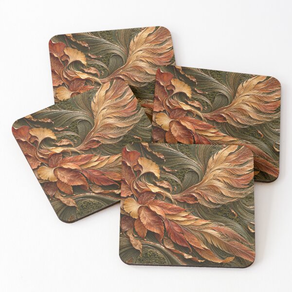 Item preview, Autumn Leaves Becoming Feathered Wings – Elegant Botanical Transformation Art Print designed and sold by Kaleidoscope Print.