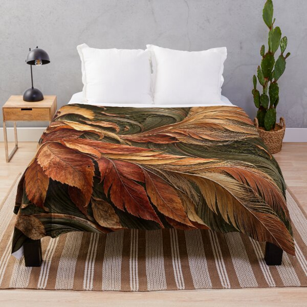 Item preview, Autumn Leaves Becoming Feathered Wings – Elegant Botanical Transformation Art Print designed and sold by Kaleidoscope Print.