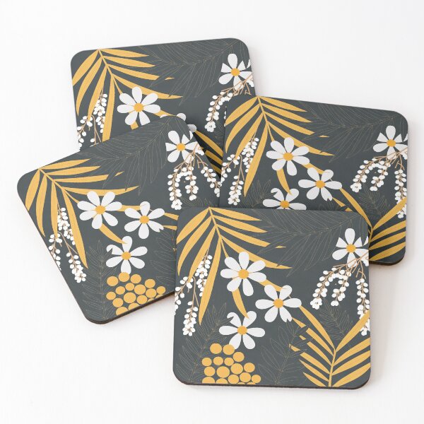 Item preview, Charcoal Gold Tropical Floral Botanical Art designed and sold by Mindful Wall Art Studio.