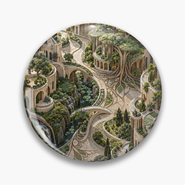 Item preview, Enchanted Garden City with Giant Trees – Luxury Fantasy Architecture Art Print designed and sold by Kaleidoscope Print.