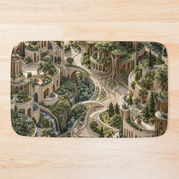 Item preview, Enchanted Garden City with Giant Trees – Luxury Fantasy Architecture Art Print designed and sold by Kaleidoscope Print.