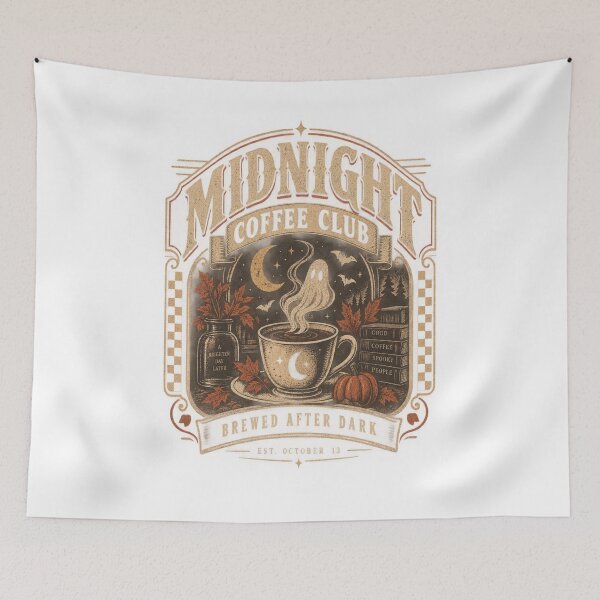 Item preview, Midnight Coffee Club – Vintage Halloween Coffee Ghost designed and sold by pinkaesthetik.