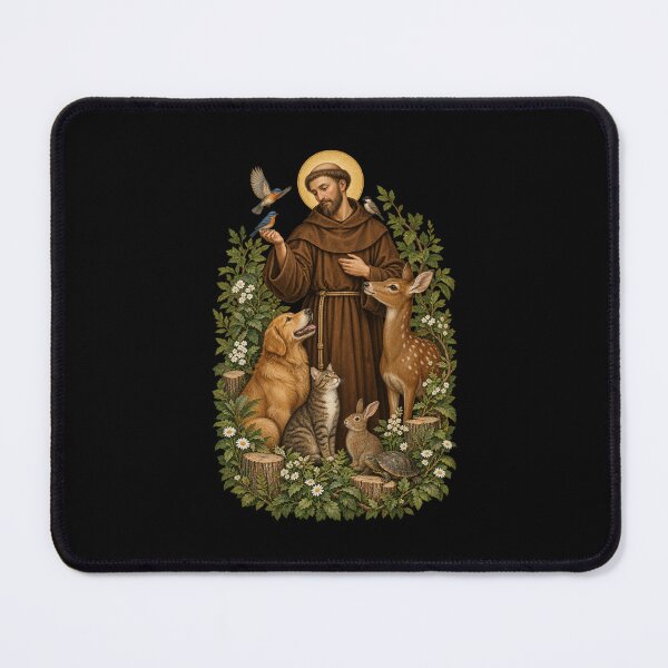 Item preview, St Francis of Assisi Patron Saint of Animals Floral Catholic Graphic designed and sold by Whirx.