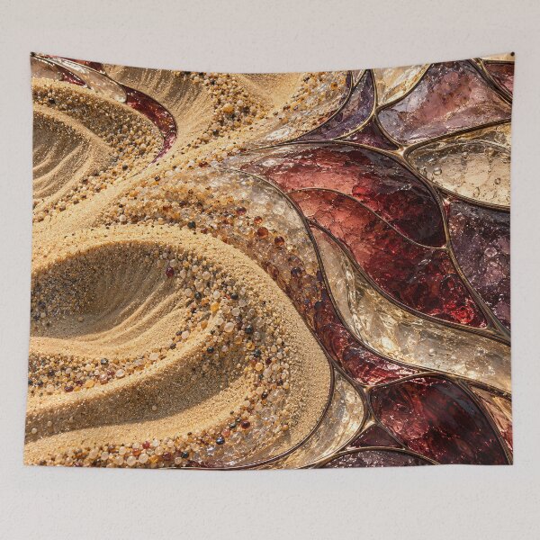 Item preview, Golden Sand and Stained Glass Gemstones – Luxury Desert Abstract Art Print designed and sold by Kaleidoscope Print.