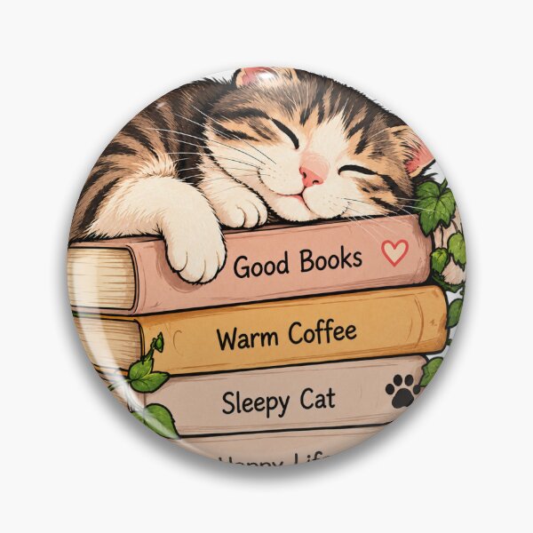 Item preview, Sleepy Cat on Books — Good Books, Warm Coffee, Happy Life designed and sold by DOCHEC.