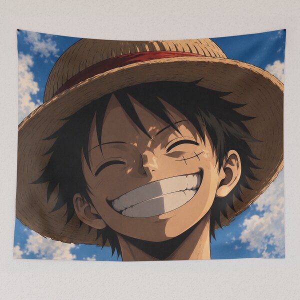 Item preview, Monkey D Luffy Smiling Blue Sky Straw Hat One Piece (HIGH-QUALITY) designed and sold by ShawnMorrisDesigns.