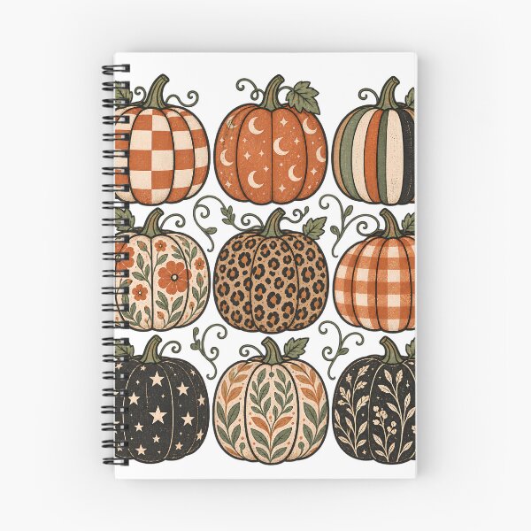 Item preview, Boho Pumpkins – Floral, Checkered and Leopard Print Halloween designed and sold by pinkaesthetik.