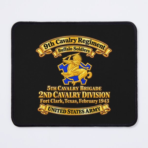 Item preview, 9th Cavalry Regiment - DUI - Buffalo Soldiers - 5th Bde, 2nd Cavalry Div - United States Army - w Scene - Ft Clark Texas, Feb 1943 - 3D - Enhanced designed and sold by Military Insignia Products.